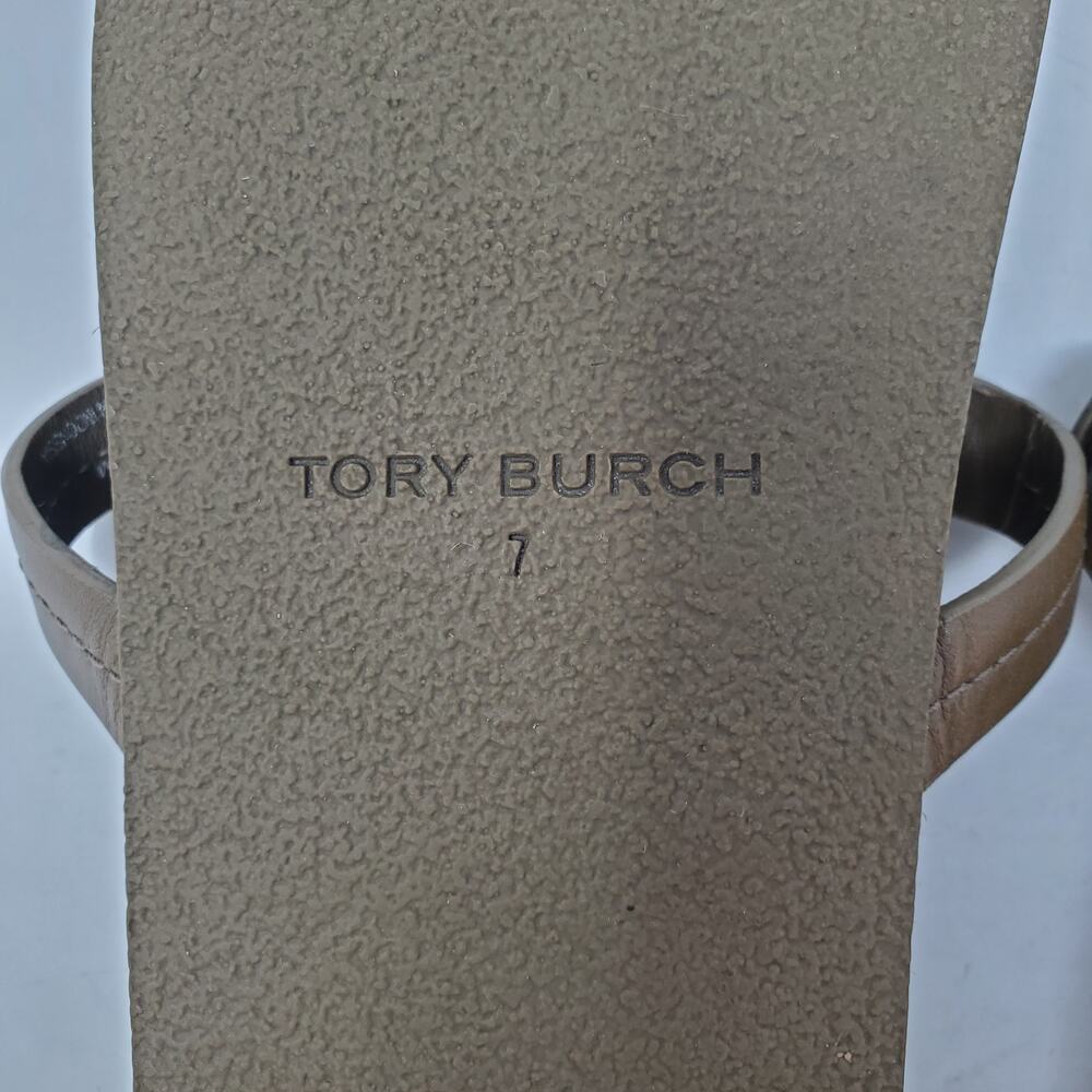 Tory Burch Miller Cloud Calf Leather Thong Sandals Olive Green 81032 Size US 7 M - Picture 10 of 11